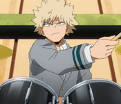 bakugo playing the drums